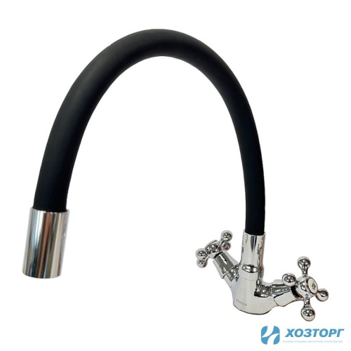 Смеситель  д/кухни DORON DС 1712BLACK-N, 1/2 керамика, черный, излив гибкий силиконовый, п/г (1/10) Уценка 99
