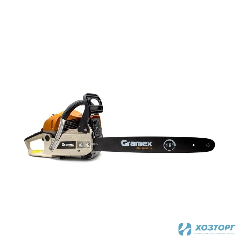 Пила бензиновая цепная GRAMEX CS-1834 2,5кВт/3,4л.с,шина18"/45см 0,325,1,3мм ,72 зв(1/2) Уценка 35