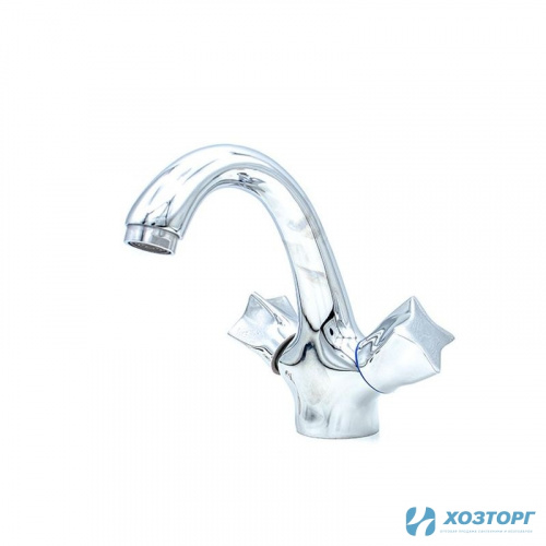 Смеситель  д/умывальника DORON DL 1501-N, 1/2 керамика, хром, излив короткий, п/г (1/10) Уценка 35
