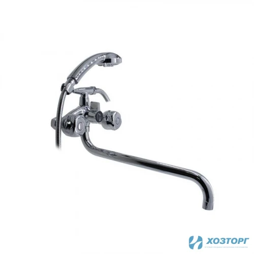 Смеситель  д/ванны DAMENTO VENTO  BA13.40, 1/2 керамика, хром, излив 420 мм, лейка 3 режима (1/10) Уценка 20