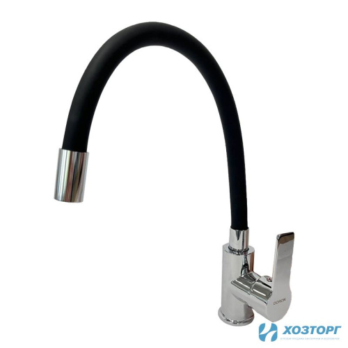 Смеситель  д/кухни DORON DC 2655BLACK-N, шаровый, черный, излив гибкий силиконовый, п/г (1/10) Уценка 99