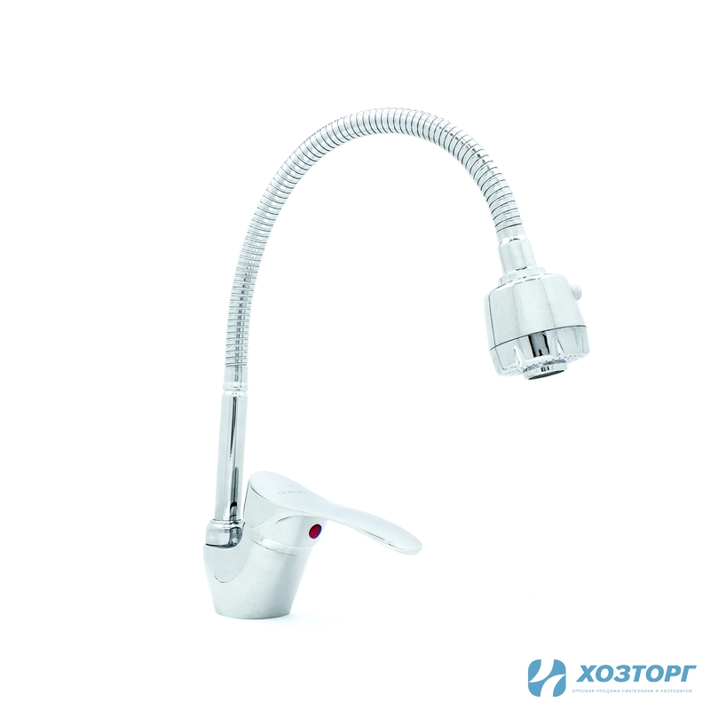 Смеситель д/к DORON D4301 шаровый, хром, излив гофрированный, п/г, без подводки (1/10) Уценка 35