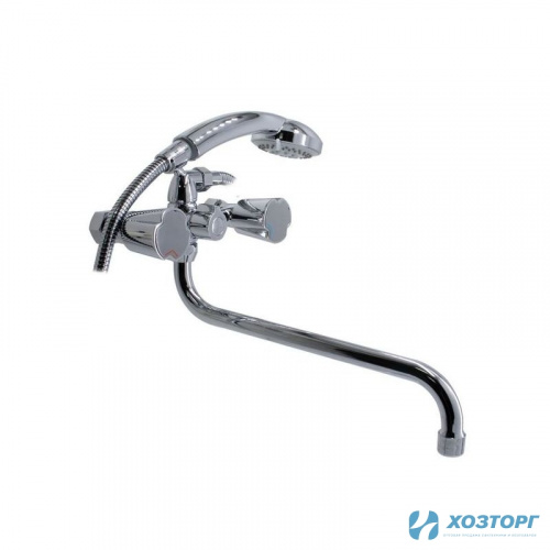 Смеситель  д/ванны DAMENTO VERSA  BA14.30, 1/2 керамика, хром, излив 390 мм, лейка 3 режима (1/10) Уценка 99