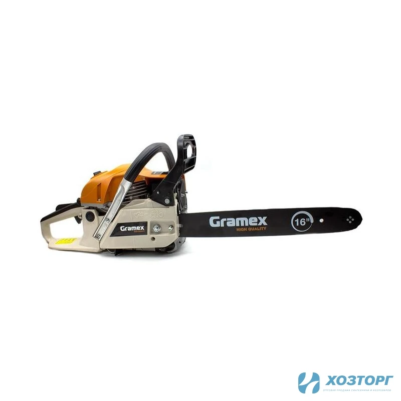  Пила бензиновая цепная GRAMEX CS-1628 /2,0кВт/2,8л.с.шина16"/40см,64зв/легкий запуск (1/2) Уценка 20