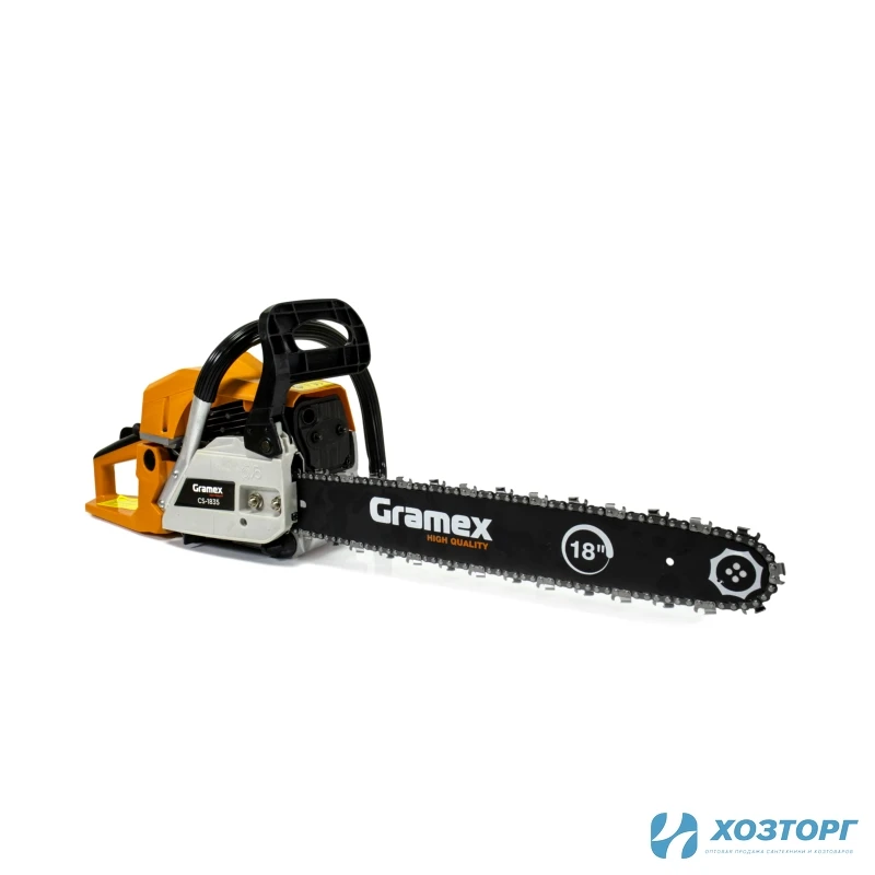  Пила бензиновая цепная GRAMEX GS-1835 2,5кВт/3,5л.с,шины18"/45cм 0,325",1,3мм-72зв (1/2) Уценка 35